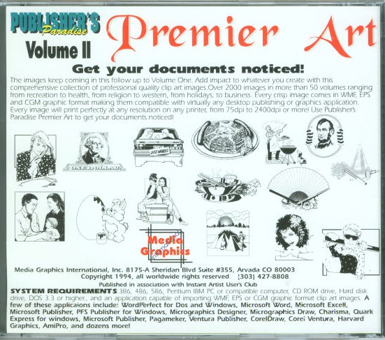 Jewel Case back Publisher's Paradise Premier Art Volume 2.