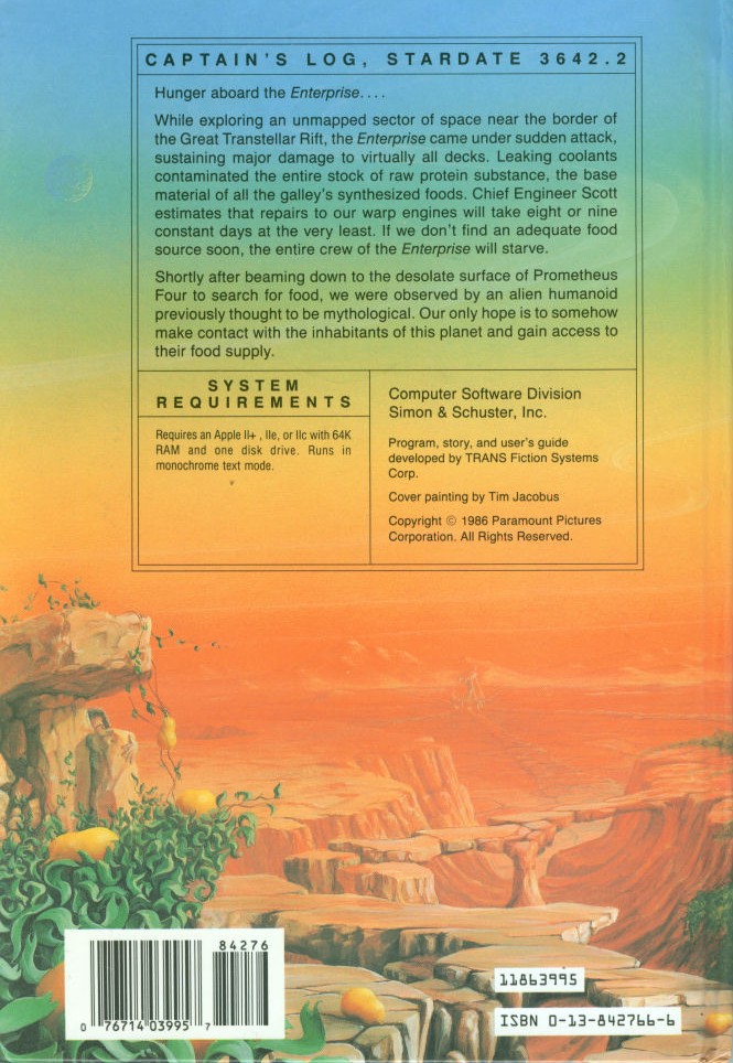 Book + Disk back Star Trek The Promethean Prophecy.