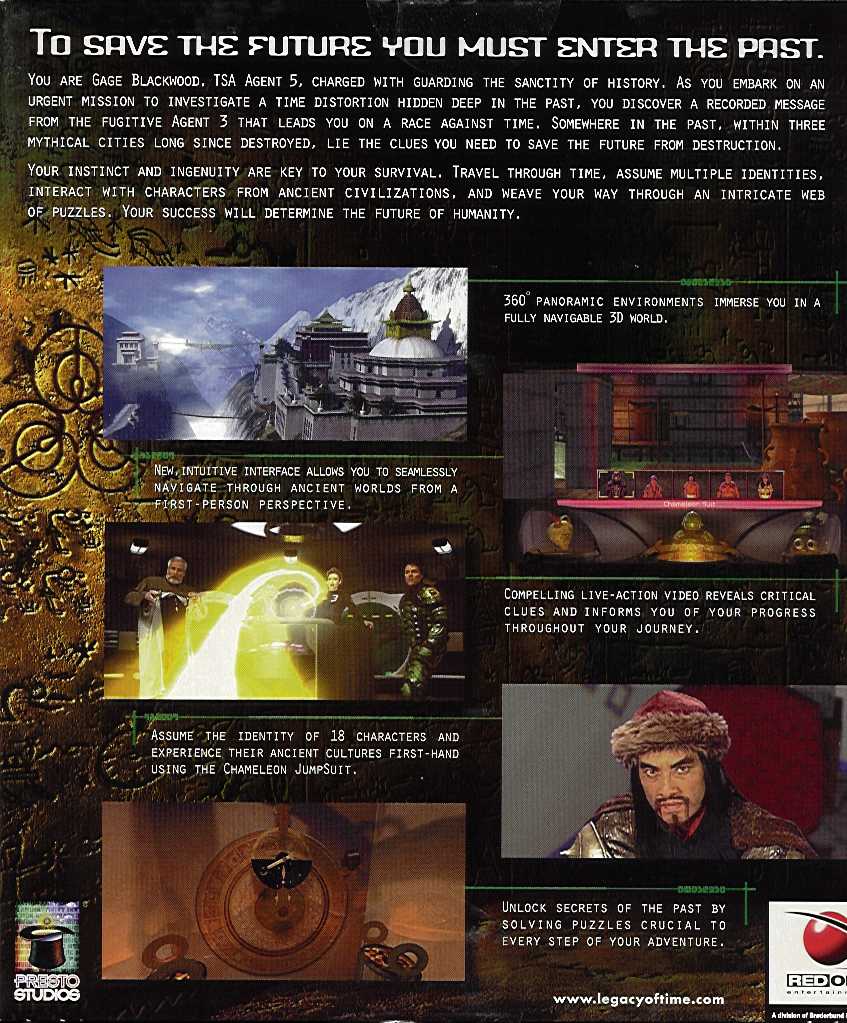 Retail Box back Journeyman Project 3 Legacy Of Time.