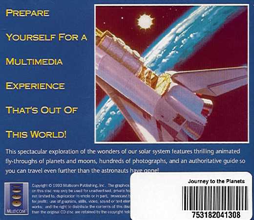 Jewel Case back Journey To The Planets.