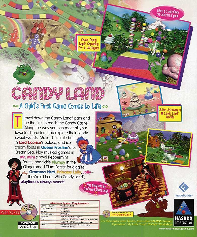 Retail Box back Candy Land A Child's First Game Comes To Life.