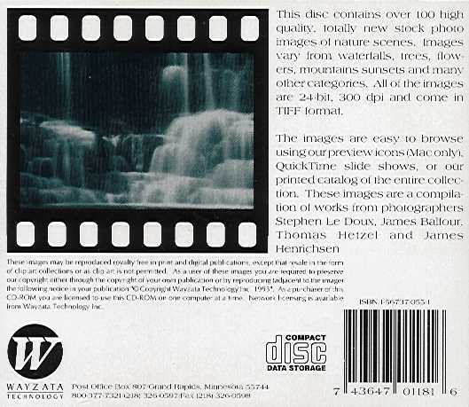 Jewel Case back Photo Pro Volume 1: Patterns Of Nature.