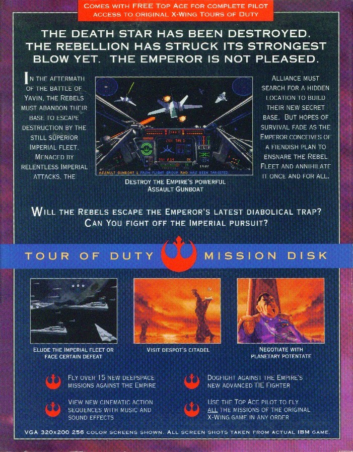 Retail Box back Star Wars X-Wing Tour Of Duty: Imperial Pursuit.