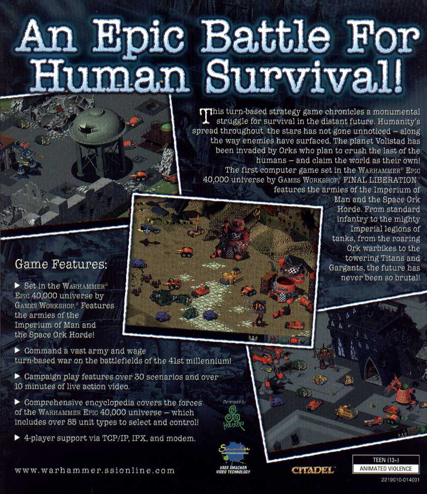 Retail Box back Final Liberation Warhammer Epic 40,000.