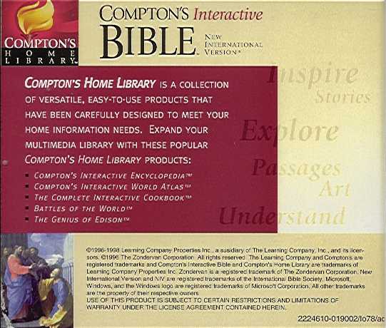 Jewel Case back Zondervan Presents: Compton's Interactive Bible NIV.