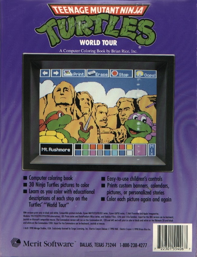 Retail Box back Teenage Mutant Ninja Turtles World Tour.
