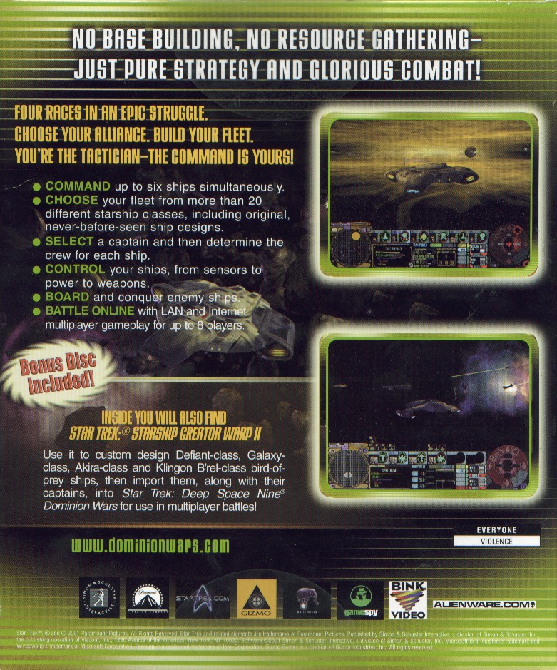 Retail Box back Star Trek Deep Space Nine Dominion Wars.