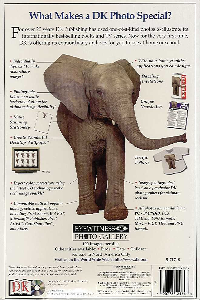 Retail Box back Eyewitness Photo Gallery Volume 3 Wild Animals.