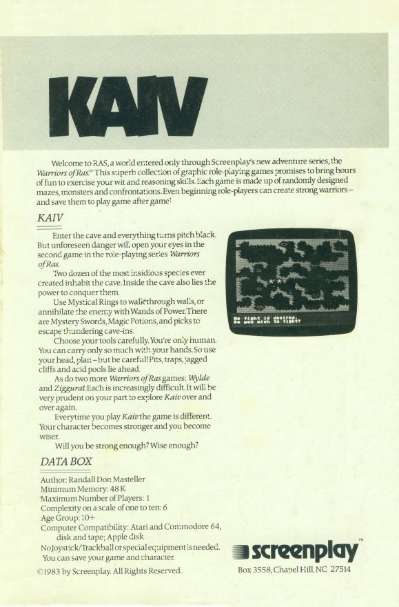 Retail Box back Warriors of Ras Volume II: Kaiv.