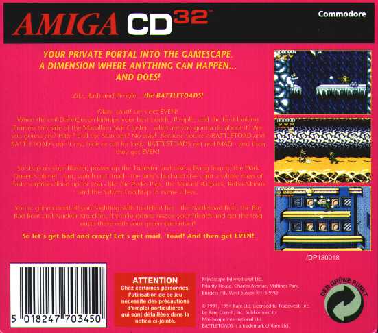 Jewel Case back Battletoads.