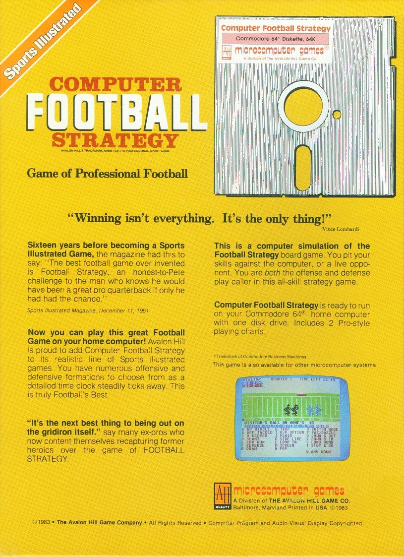 Retail Box back Sports Illustrated Computer Football Strategy.