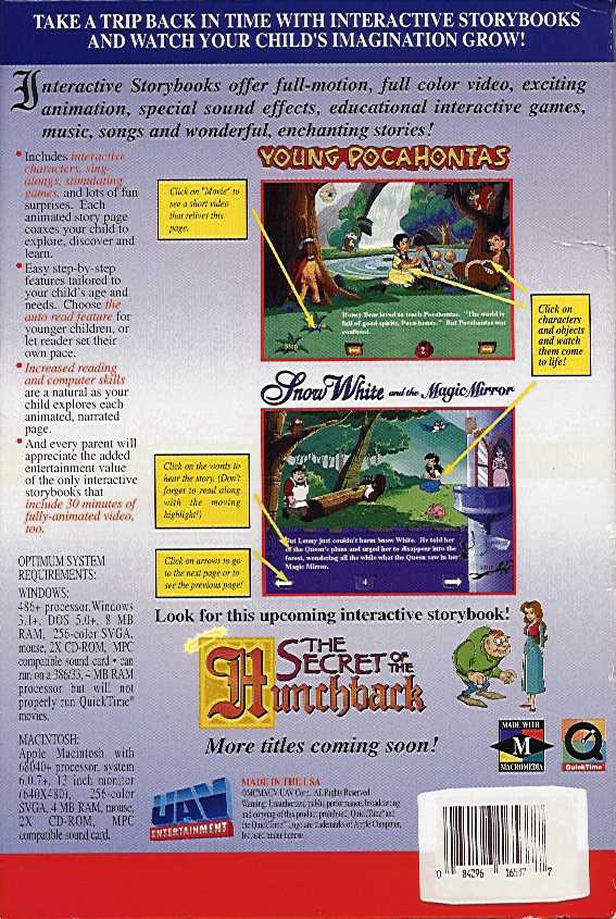 Retail Box back Snow White And The Magic Mirror.