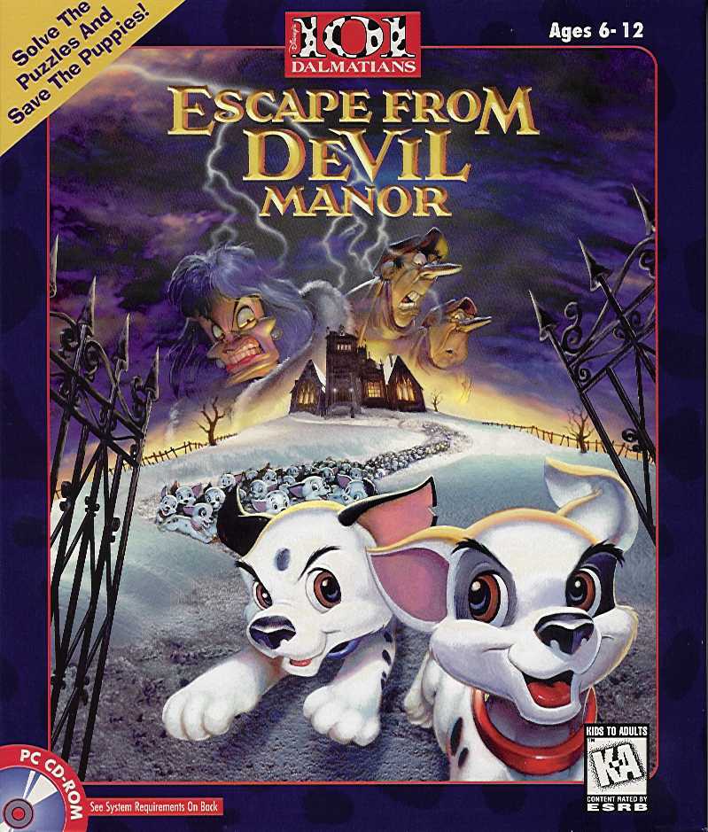 Packaging cover 101 Dalmatians Escape From DeVil Manor PC CD-ROM.