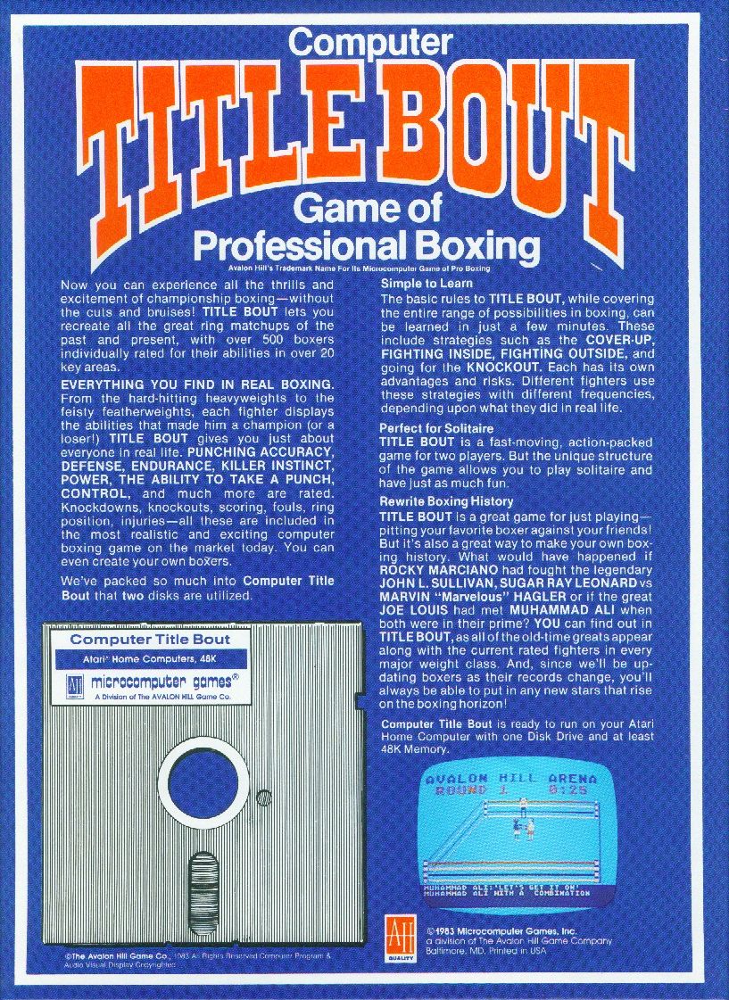 Retail Box back Sports Illustrated Computer Title Bout.