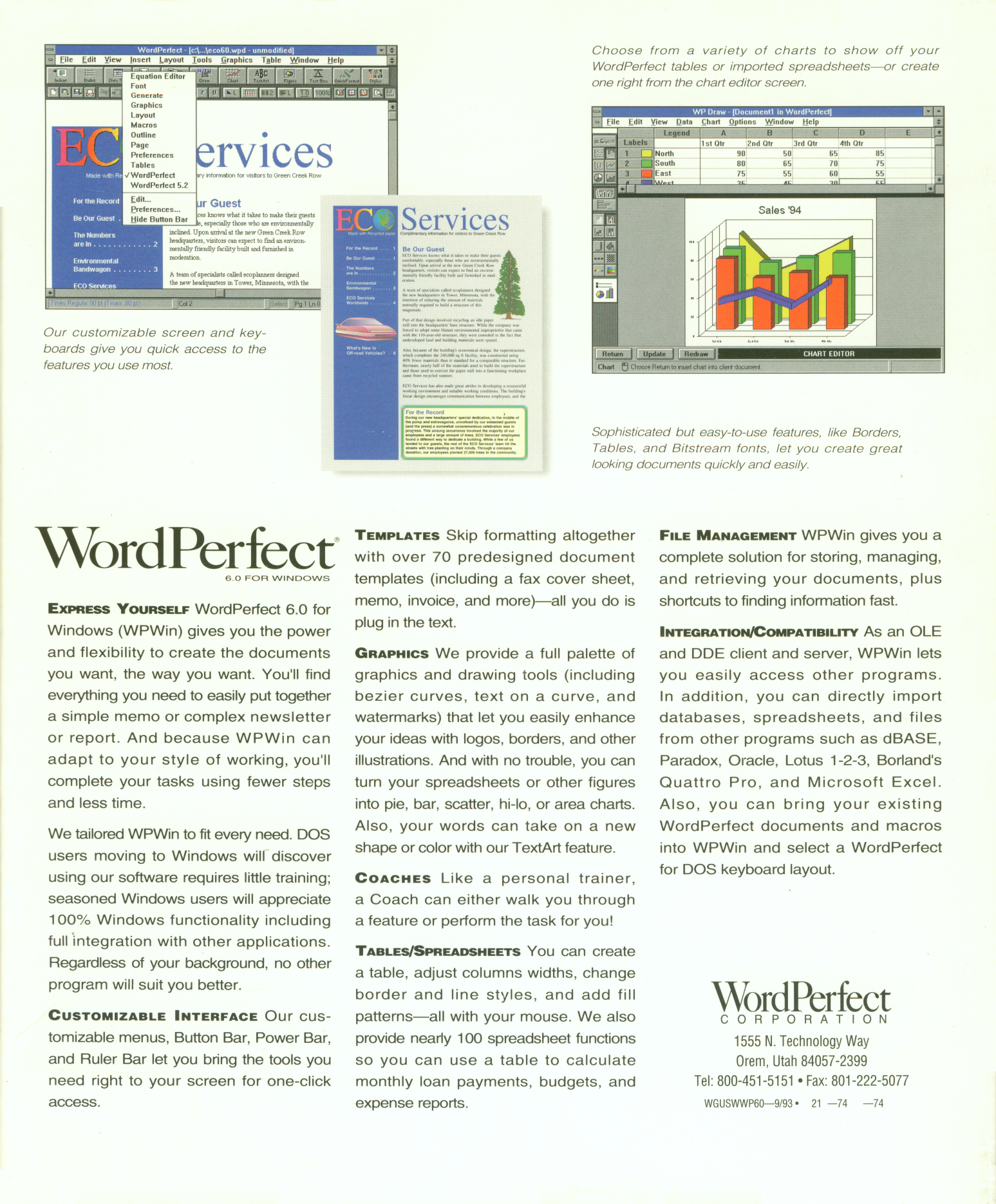 Retail Box back WordPerfect Version 6.0a.