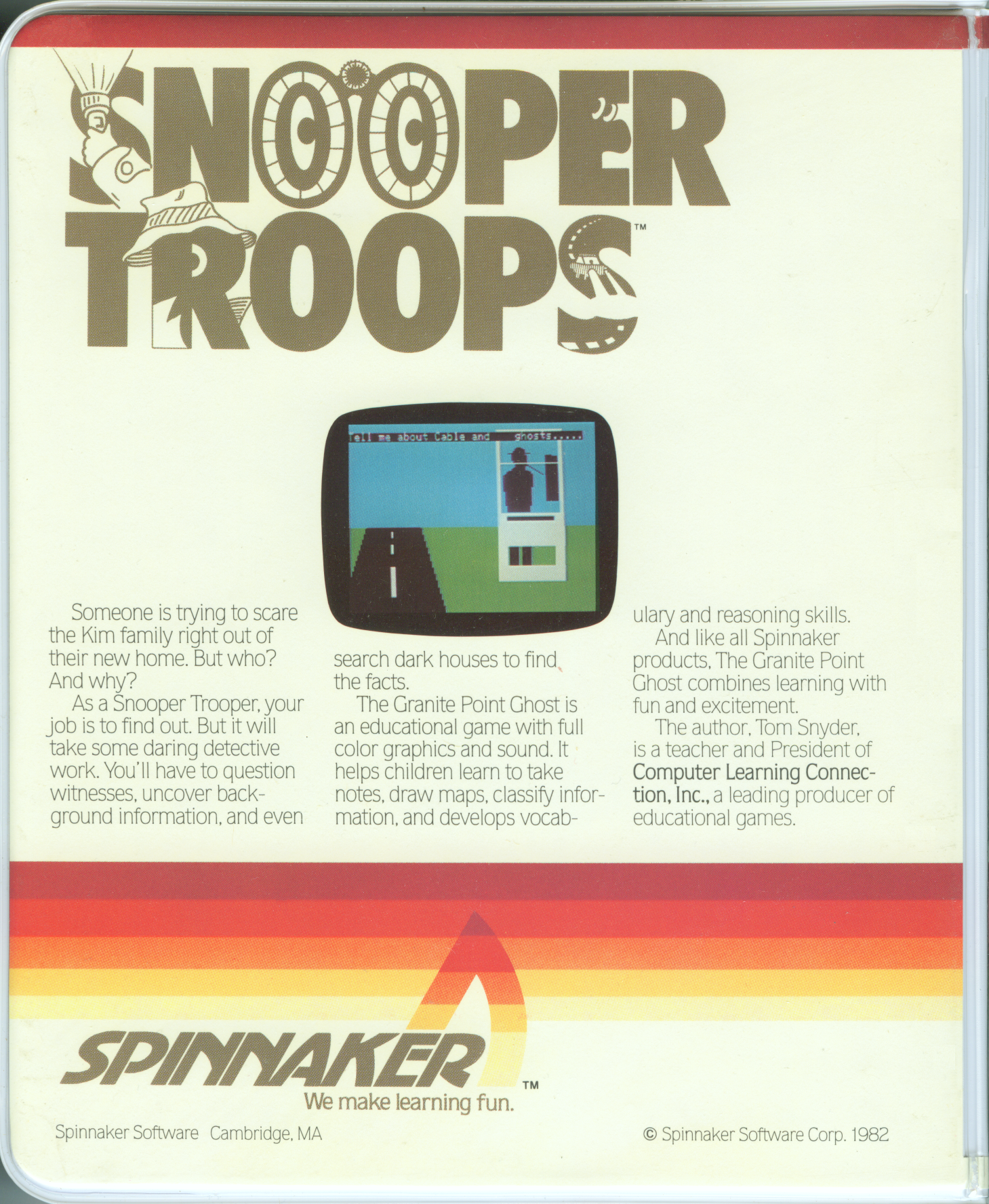 Plastic Clamshell back Snooper Troops Case No. 1 The Granite Point Ghost.