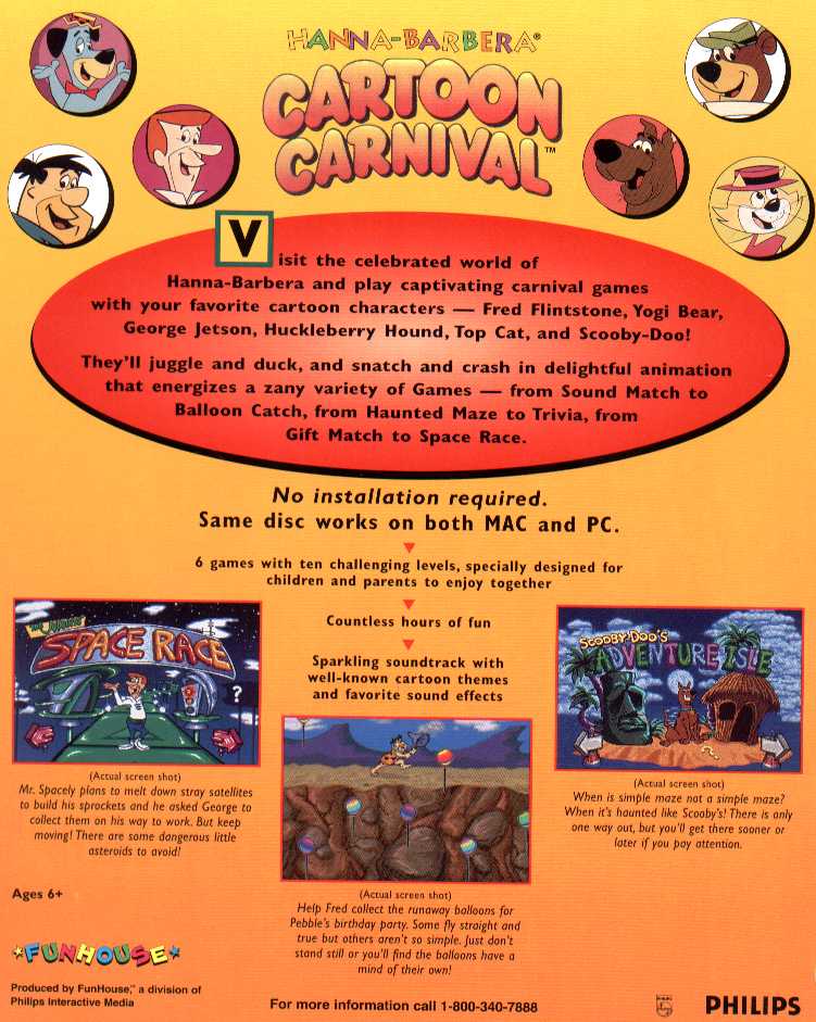 Retail Box back Hanna-Barbera Cartoon Carnival.