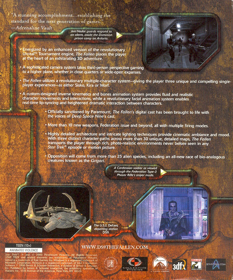 Retail Box back Star Trek Deep Space Nine The Fallen.
