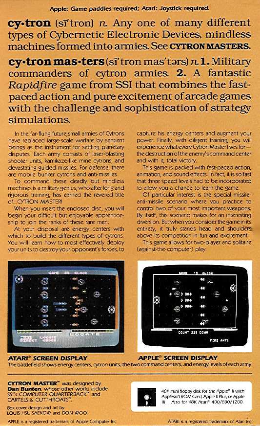 Retail Box back Cytron Masters.