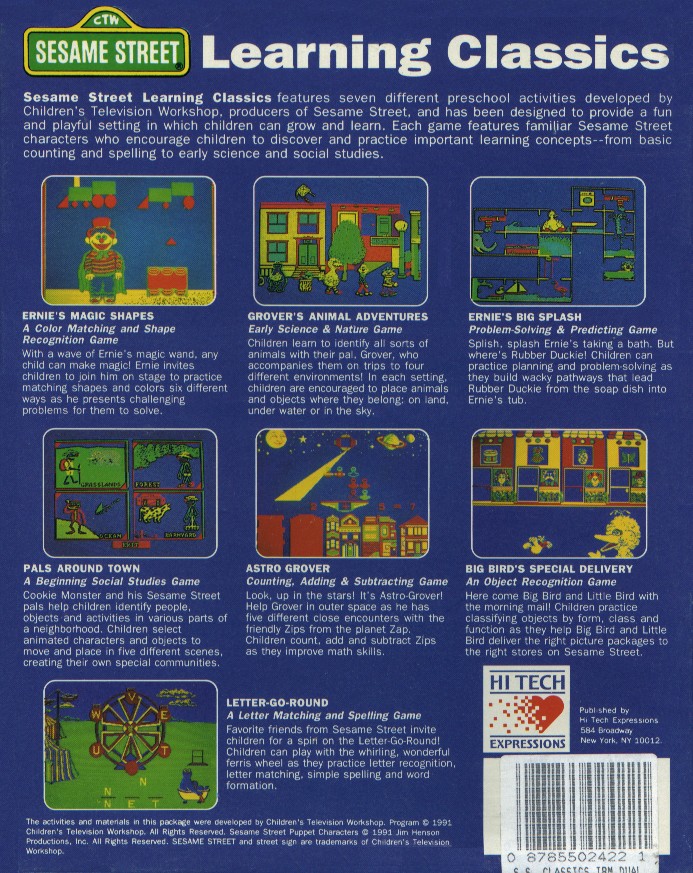Retail Box back Sesame Street Learning Classics.