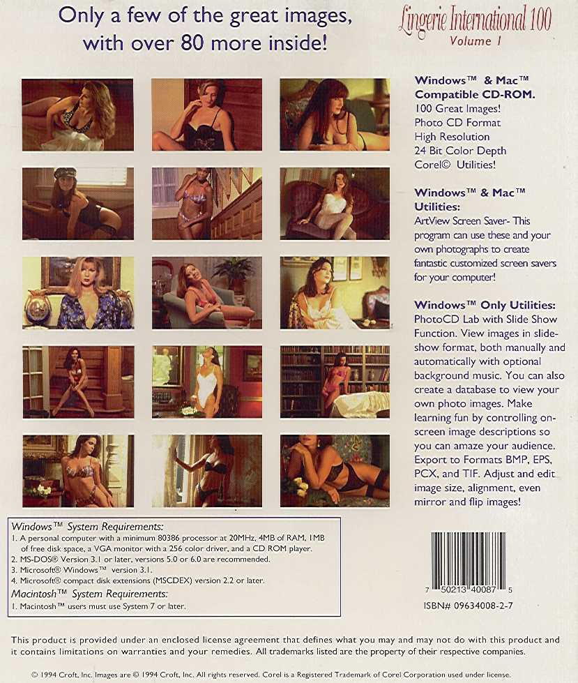 Retail Box back Lingerie International 100 Volume 1.