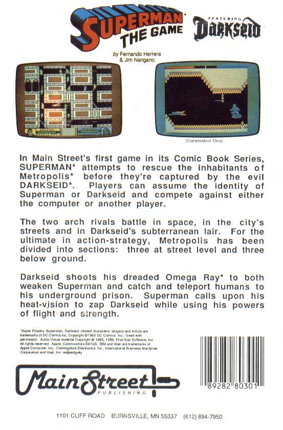 Retail Box back Superman The Game.