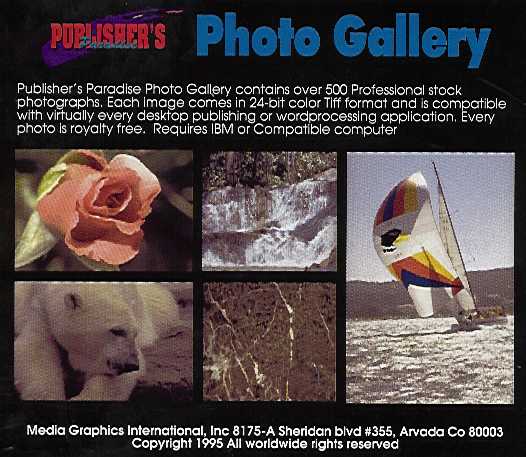 Jewel Case back Publisher's Paradise Photo Gallery.