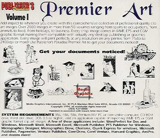 Jewel Case back Publisher's Paradise Premier Art Volume 1.
