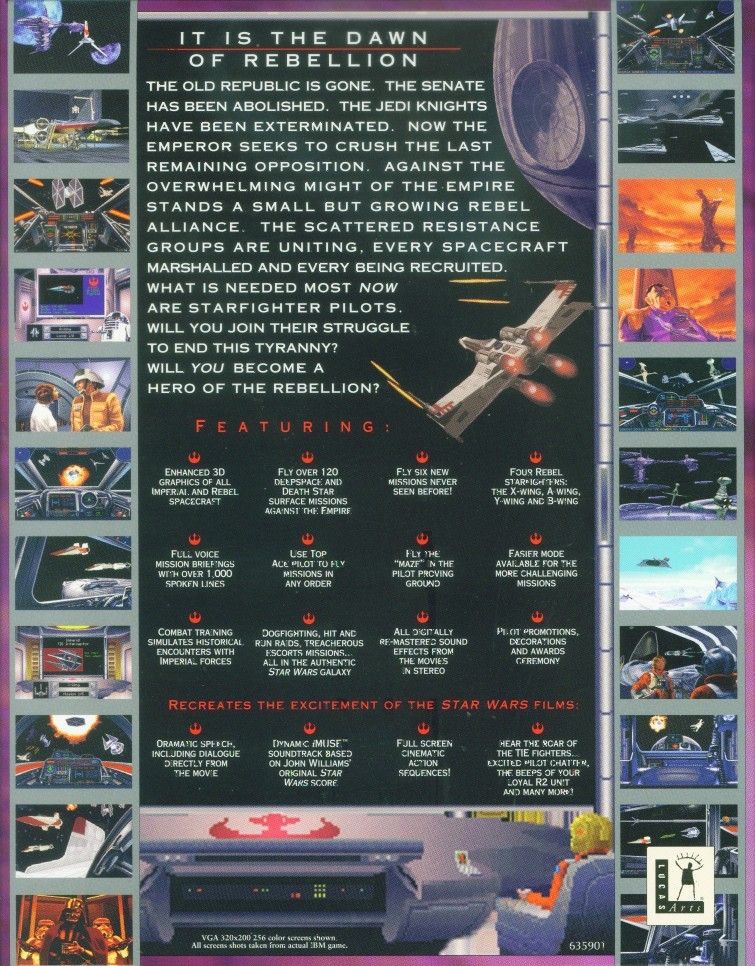 Retail Box back Star Wars X-Wing Collector's CD-ROM.