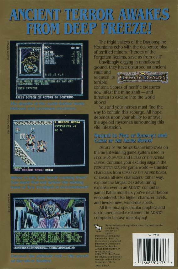 Retail Box back Secret Of The Silver Blades.