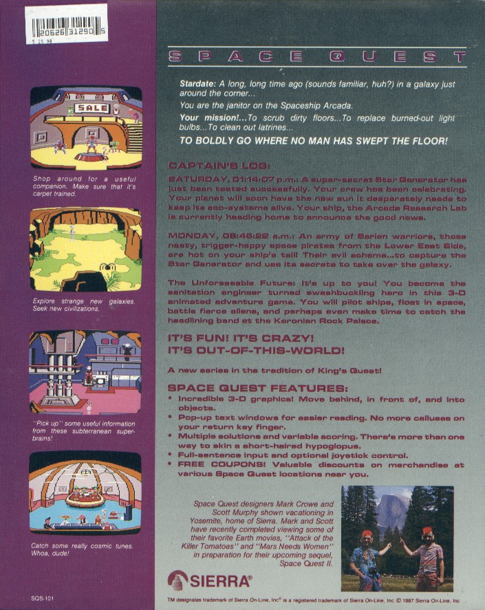 Retail Box back Space Quest I The Sarien Encounter.