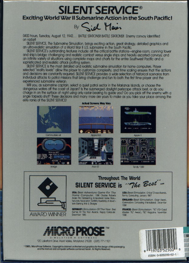 Retail Box back Silent Service (Blue Hard Box).