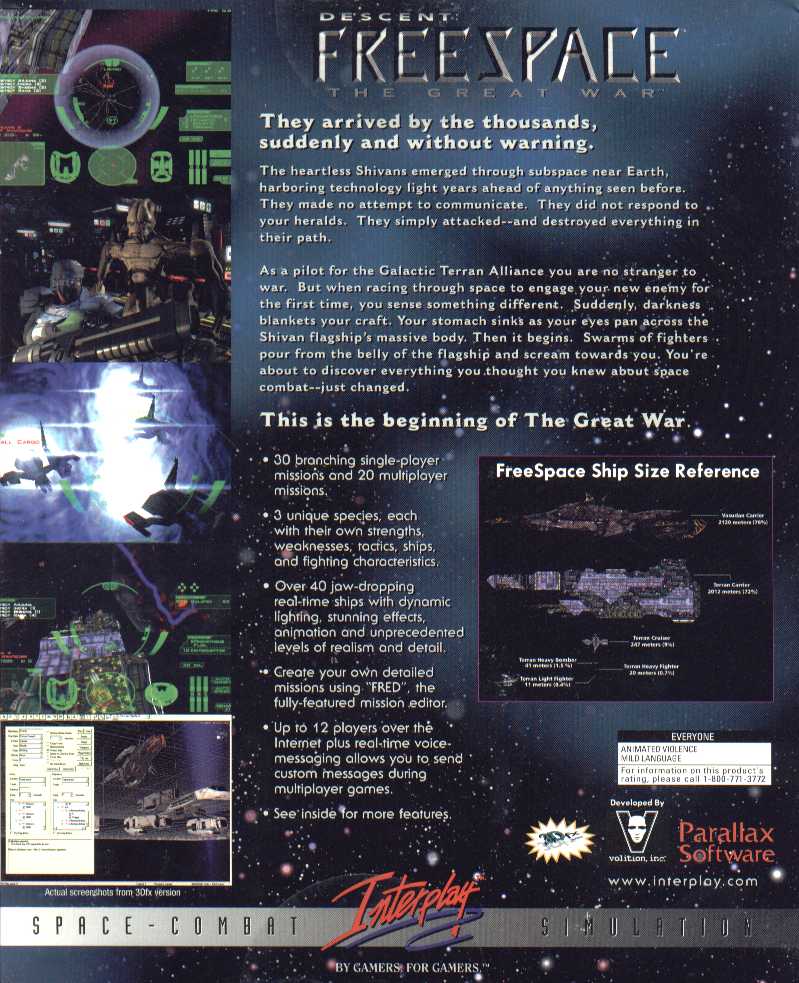 Retail Box back Descent: Freespace The Great War.