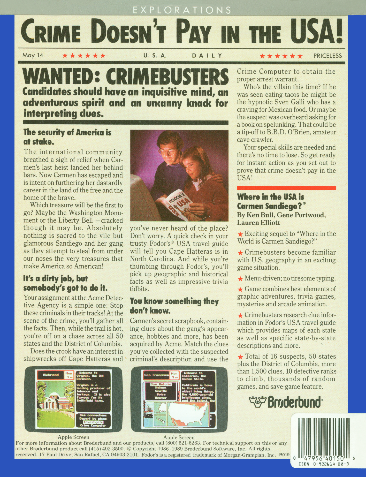 Retail Box back Where In The USA Is Carmen Sandiego?.