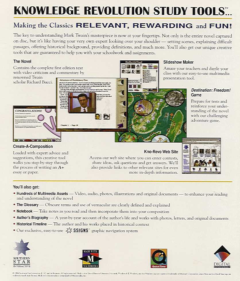 Retail Box back Adventures Of Huckleberry Finn.