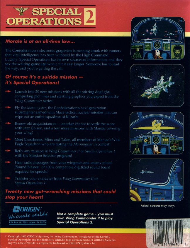 Retail Box back Wing Commander II Special Operations 2.