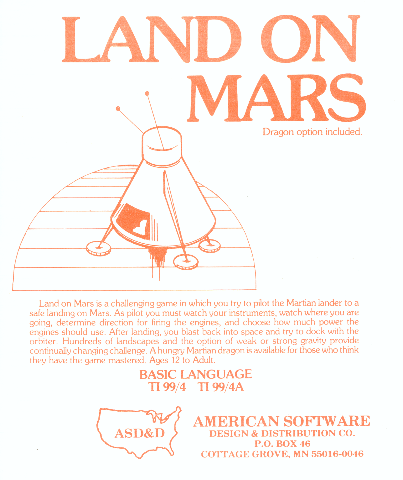 Retail Box back Space Battle 2056 / Land On Mars.