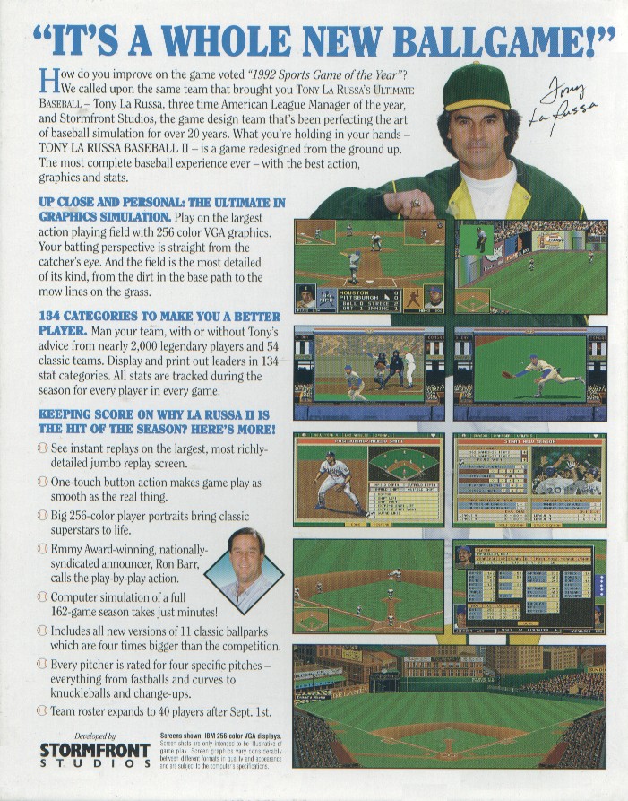 Retail Box back Tony LaRussa Baseball II.