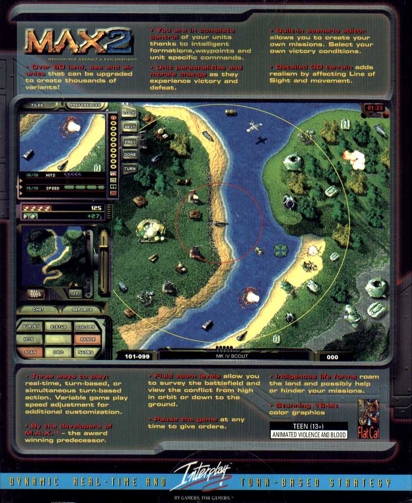 Retail Box back M.A.X. 2 Mechanized Assault & Exploration.