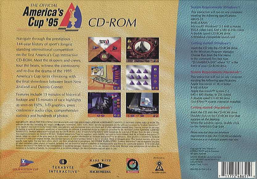 Retail Box back Official America's Cup '95 CD-ROM.