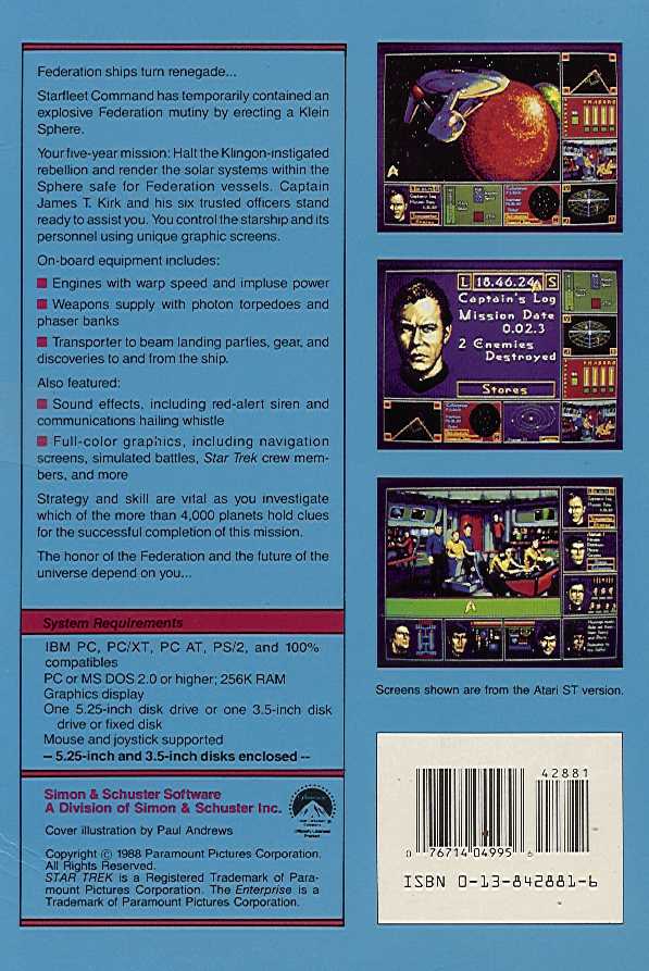 Retail Box back Star Trek The Rebel Universe.
