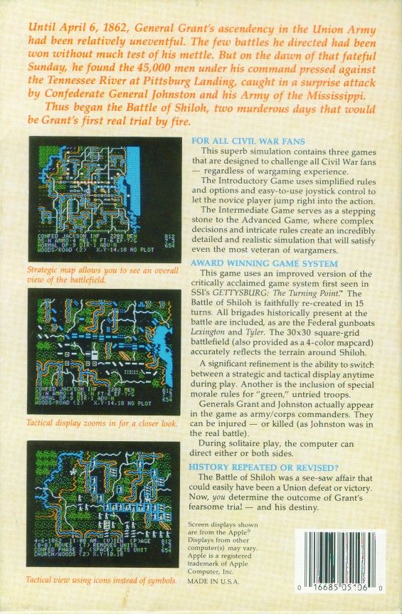 Retail Box back Shiloh Grant's Trial In The West.