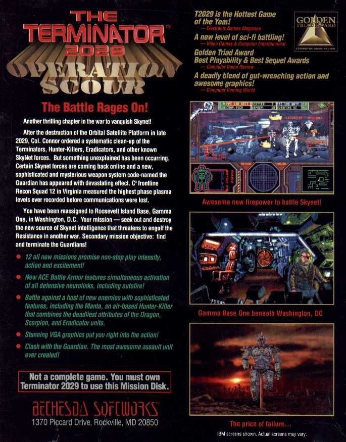 Retail Box back Terminator 2029: Operation Scour.