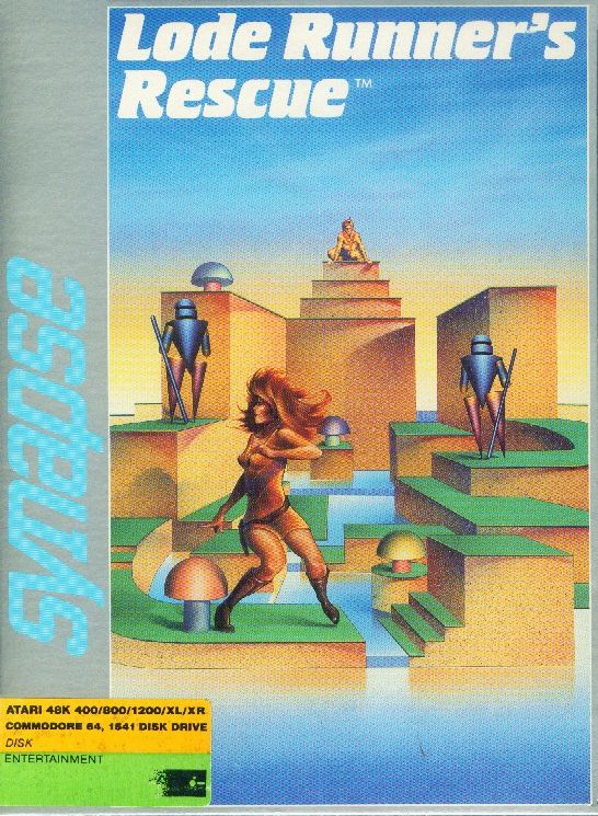 Packaging cover Lode Runner's Rescue C64 and Atari 8-Bit.