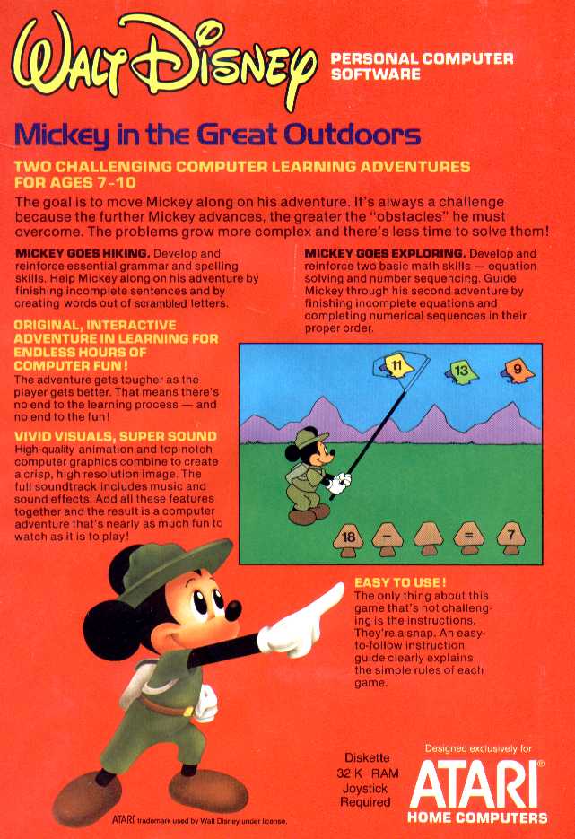 Retail Box back Mickey In The Great Outdoors.