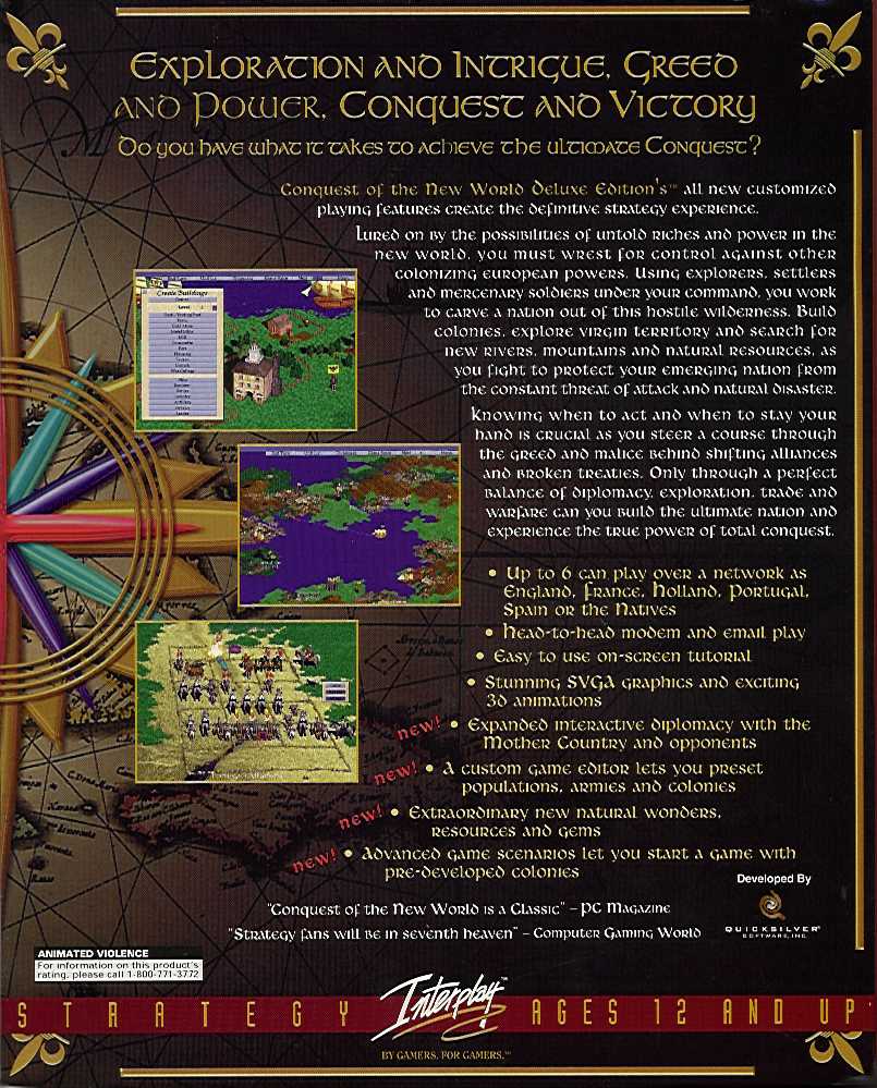 Retail Box back Conquest Of The New World Deluxe Edition.