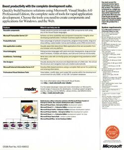 Retail Box back Microsoft Visual Studio 6.0 Professional Edition.