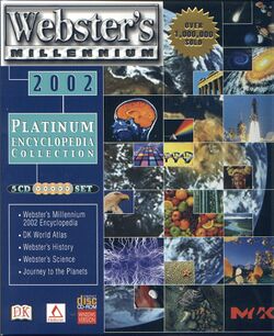 Retail Box cover Webster's Millennium 2002 Platinum Encyclopedia.