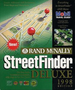 Retail Box cover Rand McNally StreetFinder 1998 Deluxe Edition.