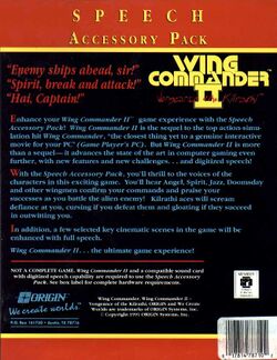 Retail Box back Wing Commander II Speech Accessory Pack.